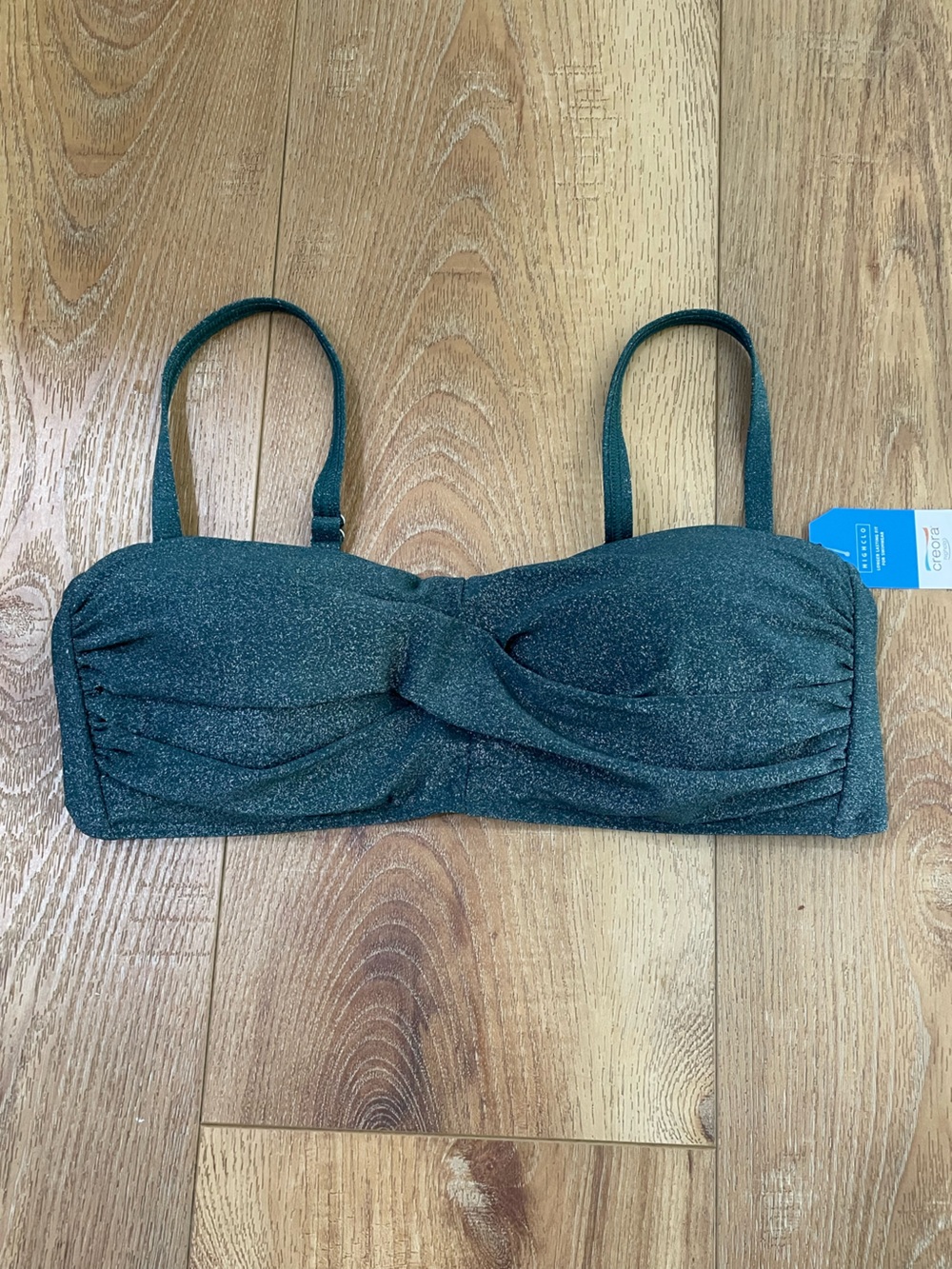 Land’s End Shimmery Dark Green Bikini Top; NWT